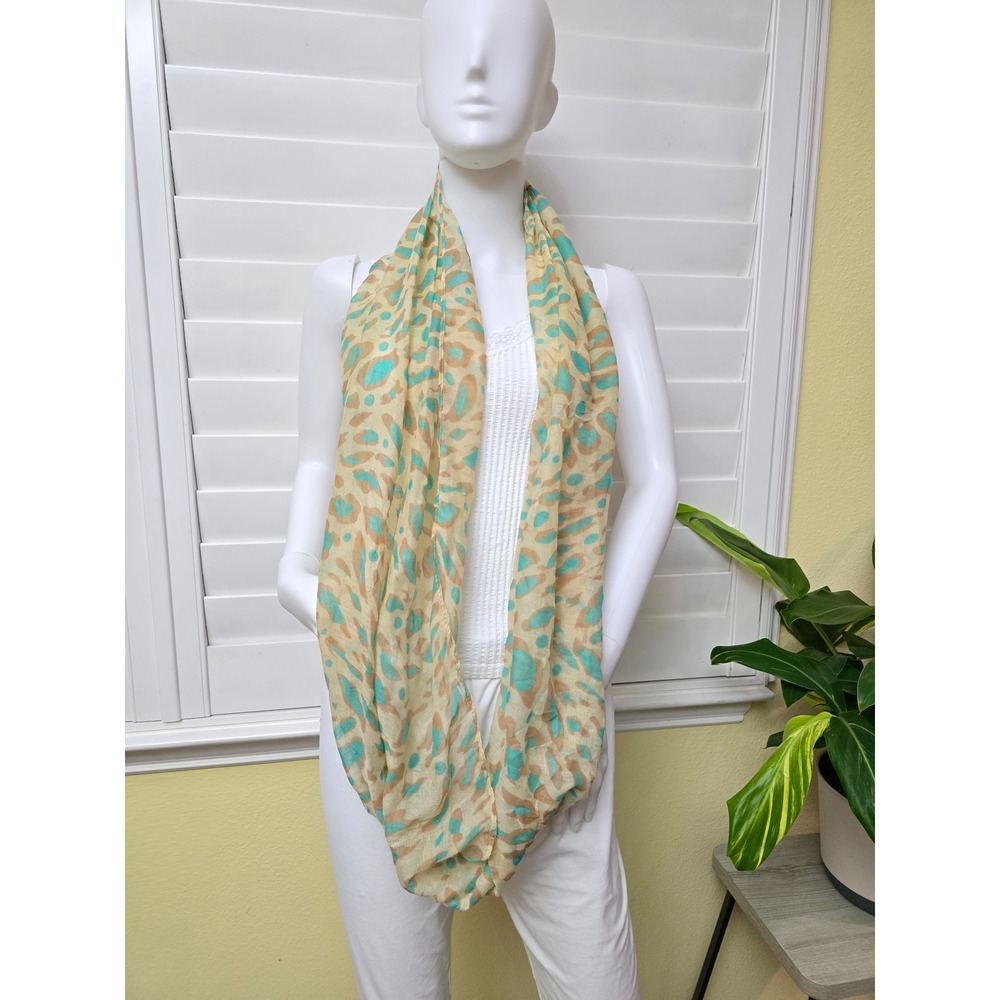 Cream Printed Y2K 90s Light Infinity Scarf OSFM